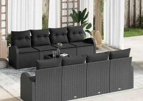 Setul de canapea de grădină cu perne negre din ratan poli - 1/5