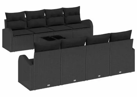 Setul de canapea de grădină cu perne negre din ratan poli - 2/5