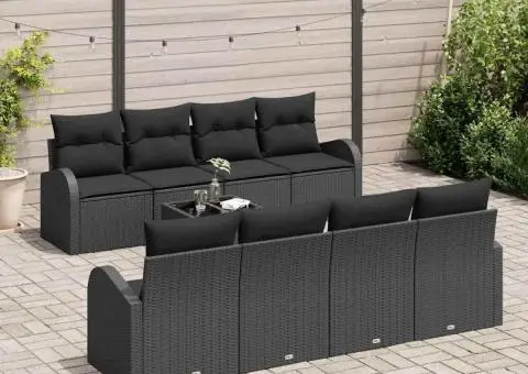 Setul de canapea de grădină cu perne negre din ratan poli - 3/5