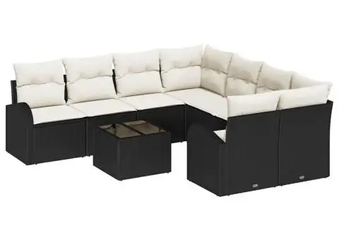 Set canapele grădină cu pernuțe Negru Ratan Poli - 2/5