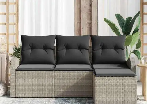 Set canapea grădină 4 piese gri deschis din ratan polimer - 3/5