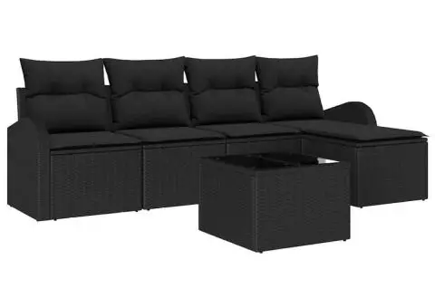 Set de Canapea de Grădină cu Pernă Bej Poliratan - 2/5