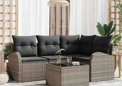 Set de 4 Piese de Canapea de Grădină cu Pernițe Negre Ratan Poly - 1/5