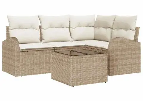 Set canapea grădină cu perne maro din poliratan - 2/5