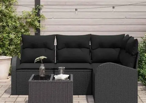 Set Canapea Grădină cu Pernuțe Bej din Ratan Polimerizat - 3/5