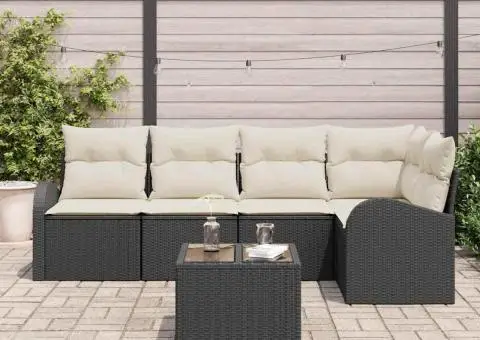 Set Canapea Grădină cu 5 Piese și Perne Ratan - 3/5