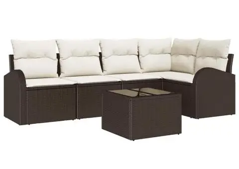 Set Canapea de Grădină cu Perne 5 Piese Gri Ratan Poli - 2/5