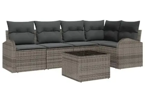 Set de Canapea de Grădină cu Perne Ratan Poli Negru - 2/5