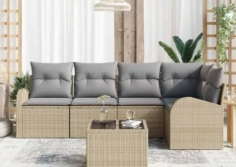 Set de canapea de grădină cu perne Ratan Polic negru - 3/5