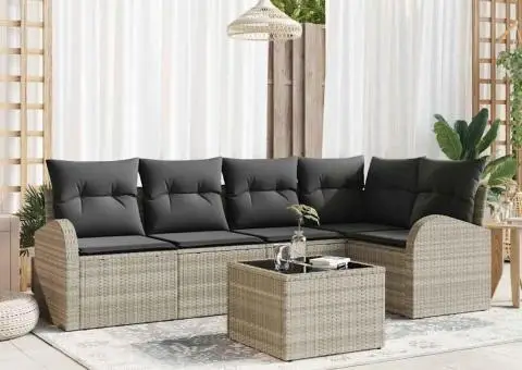 Set canapea grădină 6 Piese cu Perne Gri - 1/5