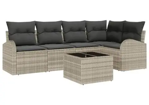 Set canapea grădină 6 Piese cu Perne Gri - 2/5