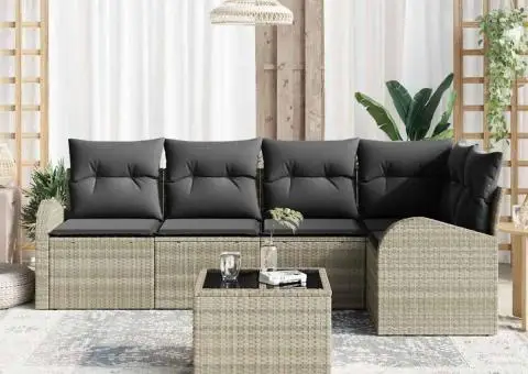 Set canapea grădină 6 Piese cu Perne Gri - 3/5