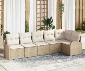 vidaXL Set canapea grădină 6 piese bej ratan poli