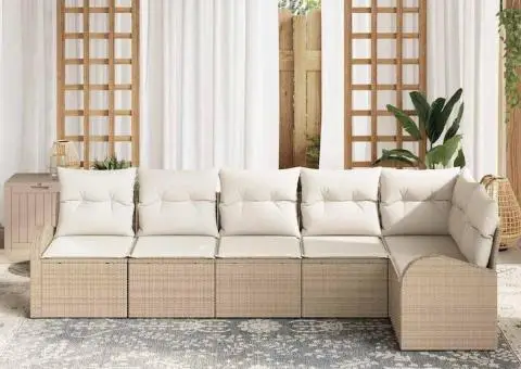 Set canapea grădină 6 piese bej ratan poli - 3/5