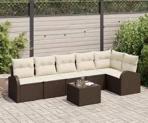 vidaXL Set canapea grădină 6 piese cu perne ratan poliesteric gri