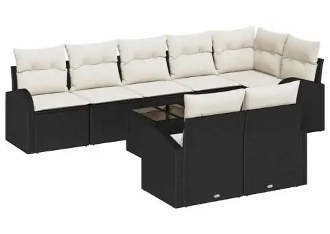 Set de canapea de grădină din 8 piese cu perne, maro, din poliratan. - 2/5