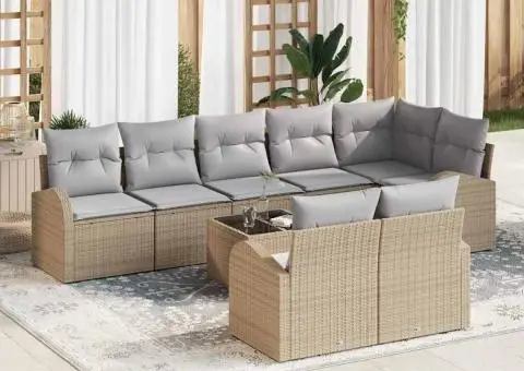 Set de canapea pentru grădină Manual 9 pcs Bej 55 x 55 x 37 cm - 1/5