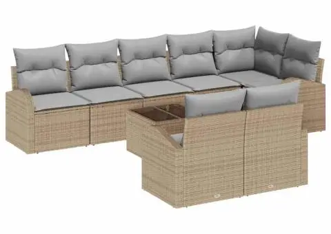 Set de canapea pentru grădină Manual 9 pcs Bej 55 x 55 x 37 cm - 2/5