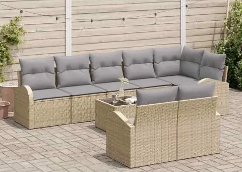 Set de canapea pentru grădină Manual 9 pcs Bej 55 x 55 x 37 cm - 3/5