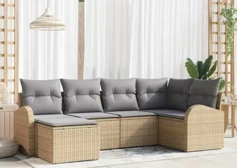 Set de canapea de grădină cu perne Bej Ratan Poliat - 1/5