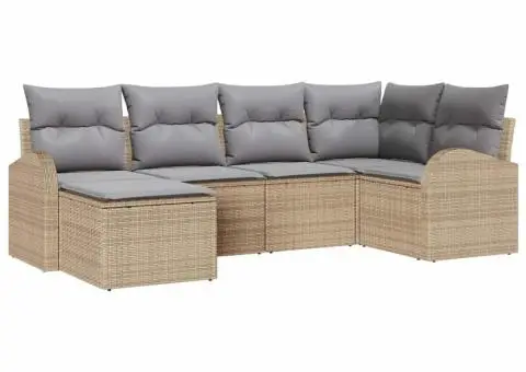 Set de canapea de grădină cu perne Bej Ratan Poliat - 2/5