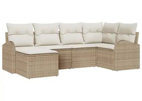 Set de 6 canapele de grădină cu perne Bej din ratan poli - 2/5