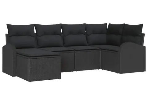 Set de canapea de grădină cu perne Negru Poliratan - 2/5