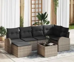 vidaXL Set de canapele cu perne 6 piese negru ratan sintetic
