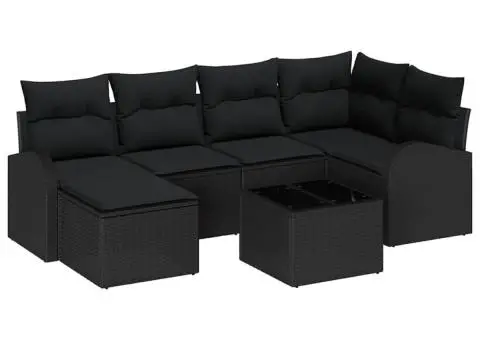 Set de canapea pentru grădină cu pernă, bej, ratan polimerizat - 2/5