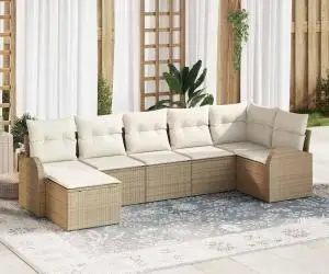 vidaXL Set de Sofa de Grădină cu Perne Bej din Ratan Poli