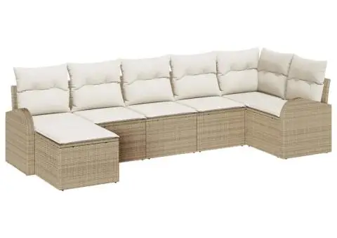 Set de Sofa de Grădină cu Perne Bej din Ratan Poli - 2/5