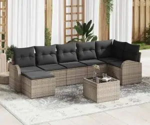 vidaXL Set de Canapea 7 Piese cu Perne Maro Ratan Polimeric