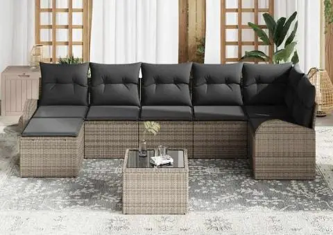 Set de Canapea 7 Piese cu Perne Maro Ratan Polimeric - 3/5