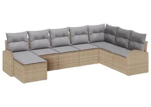 Set de canapele de grădină 8 bucăți cu perne Bej Ratan Poli - 2/5