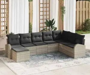 vidaXL Set Canapea Grădină 8 Piese și Pernițe Gri Deschis din Ratan Sintetic