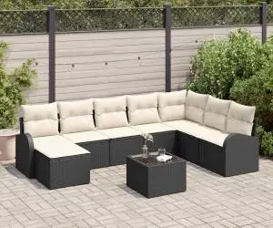 vidaXL Set de canapea de grădină cu 8 piese, cu perne, din rattan poli maro