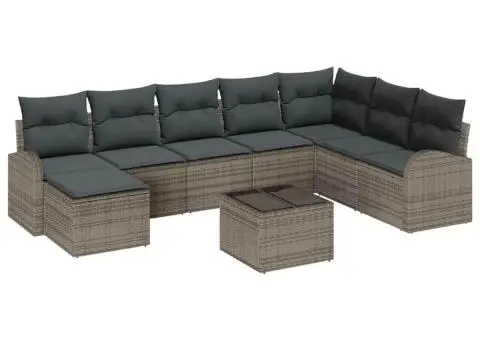 Set de canapea de grădină format din 8 piese cu perne Ratan poli negru - 2/5