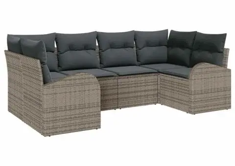 Set canapea 6 piese gri ratan poli - 2/5