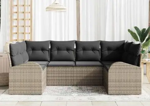 Set canapea 6 piese gri ratan poli - 3/5