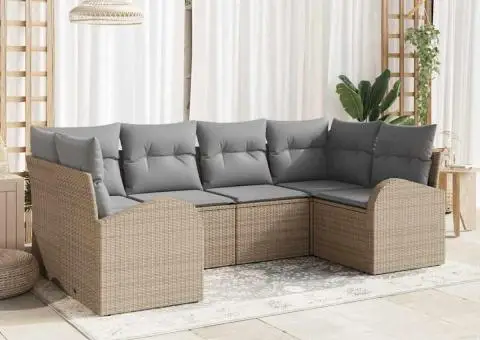 Set de canapea pentru grădină cu perne Bej din ratan poli - 1/5