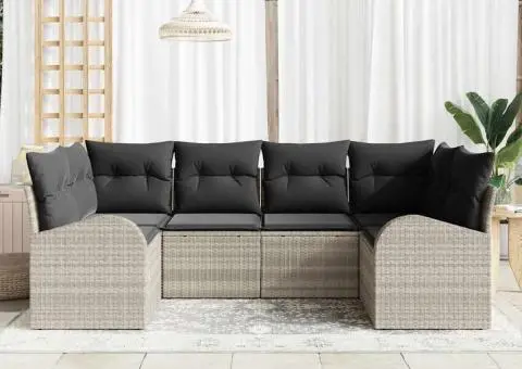 Set de canapea de grădină cu perne gri deschis - 3/5