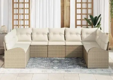 Set de Canapea de Grădină cu Pernuțe Bej - 3/5