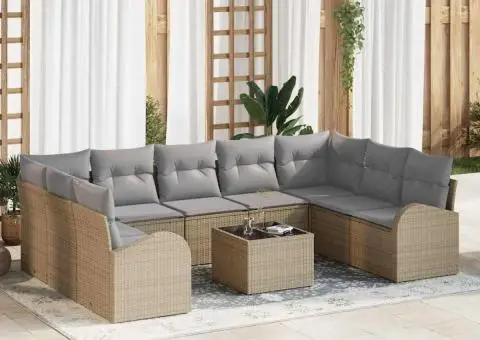 Set de Canapea de Grădină cu Perne Negre din Ratan PE - 1/5