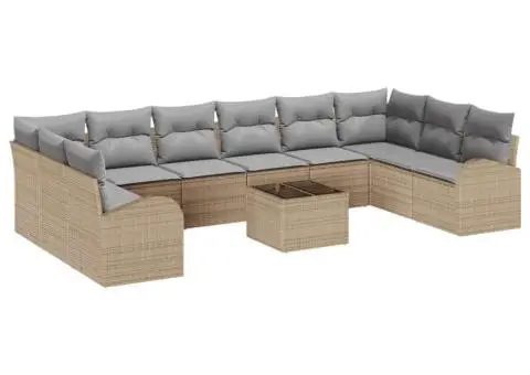 Set de canapea de grădină cu 11 piese și perne în Rattan Policarbonat Negru - 2/5