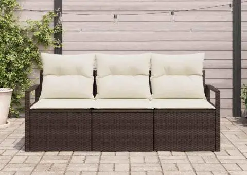 Set de canapea de grădină cu perne maro din poli ratan - 1/5