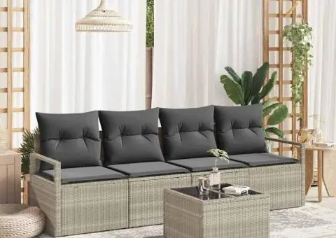 Set canapea grădină 5 piese cu perne gri deschis ratan poli - 1/5