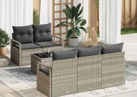 Set Canapea Grădină cu Perne Gri Deschis Ratan Sintetic - 1/5