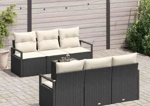 Set canapea grădină cu perne negre din poliratan - 3/5