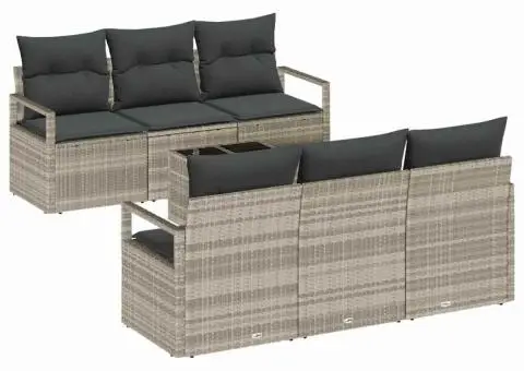 Set de sofa de grădină cu perne gri deschis din ratan polimer - 2/5
