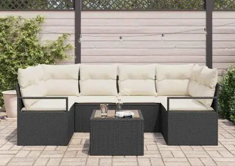 Set de Sofa de Grădină cu Perne Negre din Poliratan - 3/5